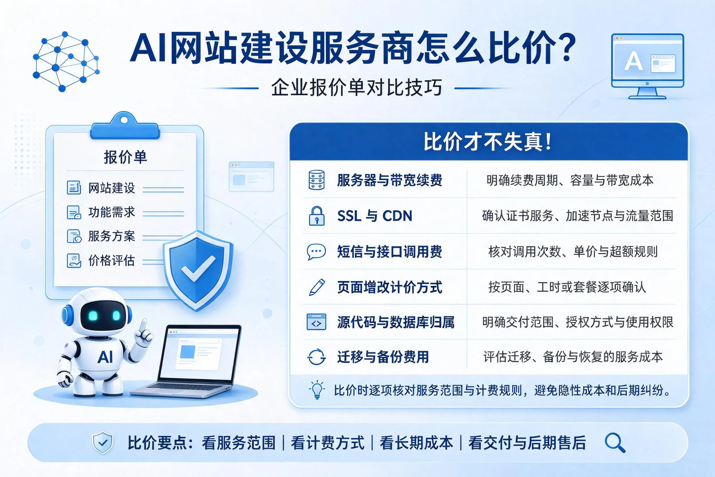 AI网站建设服务商怎么比价?张家口企业报价单对比技巧