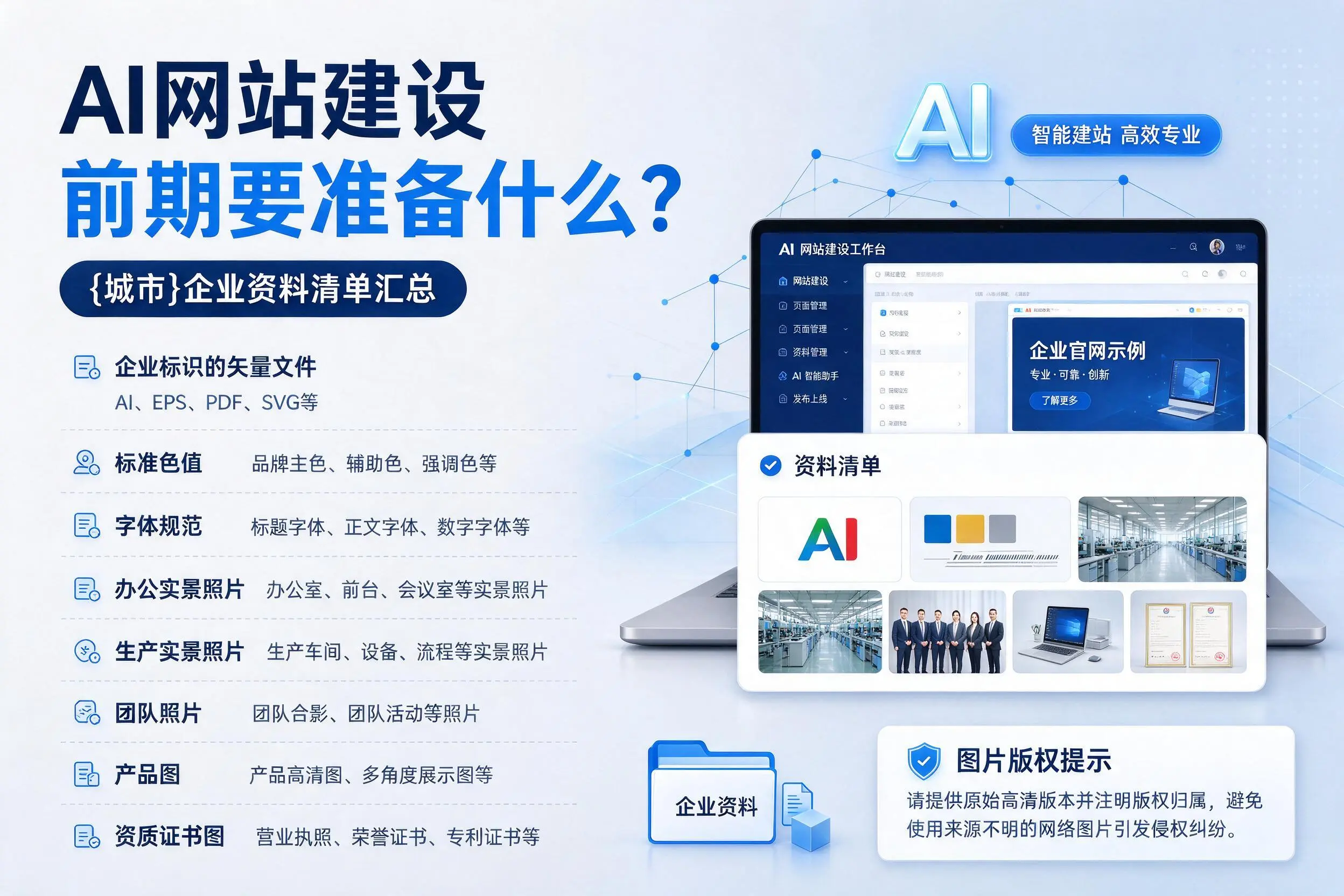 AI网站建设前期要准备什么?张家口企业资料清单汇总